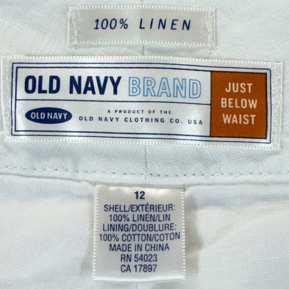 Old Navy Women Size 12 White Cropped Capri Pants Below Waist 100% Linen Summer - Picture 6 of 10